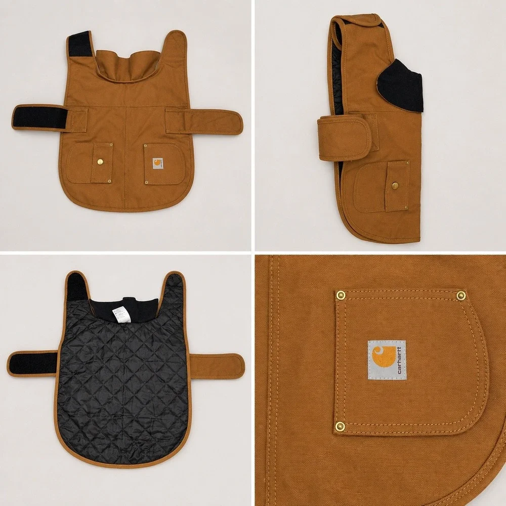 Carhartt Chore Dog Coat Brown Cotton Duck Canvas Quilted Pet Vest P000034000104